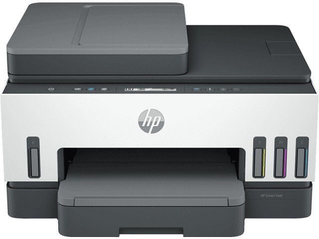 HP Smart Tank 750 All-in-One - Impresora / Escáner / Copiadora - Chorro de tinta - Color - Wi-Fi / USB 2.0 / LAN / Bluetooth LE - Duplexador automático - Incluye insumos en cajas - imprime 60
