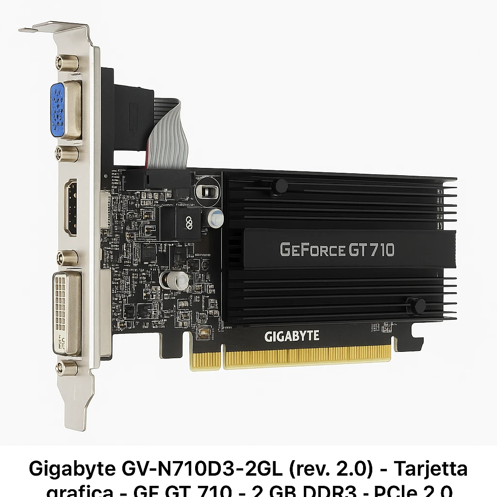 Gigabyte GV-N710D3-2GL (rev. 2.0) - Tarjeta gráfica - GF GT 710 - 2 GB DDR3 - PCIe 2.0 x8 perfil bajo - DVI, D-Sub, HDMI
