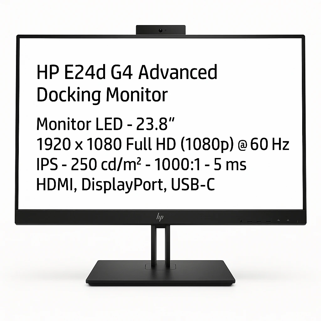 HP E24d G4 Advanced Docking Monitor - Monitor LED - 23.8" - 1920 x 1080 Full HD (1080p) @ 60 Hz - IPS - 250 cd/m² - 1000:1 - 5 ms - HDMI, DisplayPort, USB-C - negro