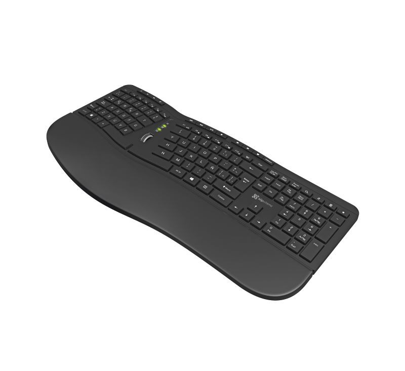 Klip Xtreme - Keyboard - Spanish - Wireless - 2.4 GHz - All black - Ergonomic