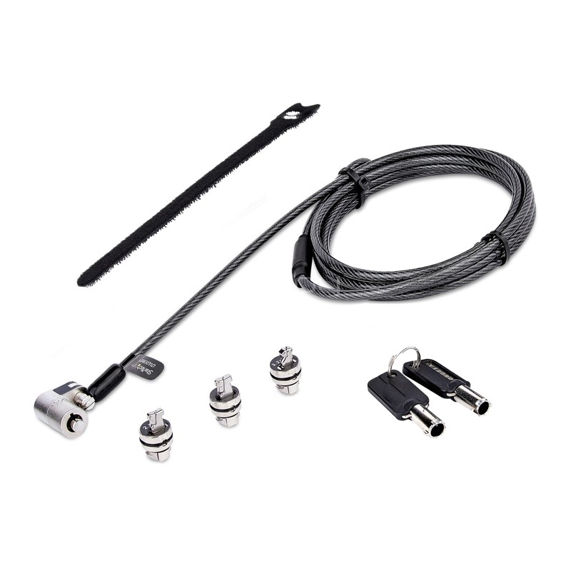 StarTech.com Cable de 2m Universal de Seguridad para Ordenadores Portátiles - para K-Slot - Ranura Nano - Cuneiforme (Wedge) - con Llave - Cable Antirrobo de Acero con Llave (LTULOCKKEY) - Bl