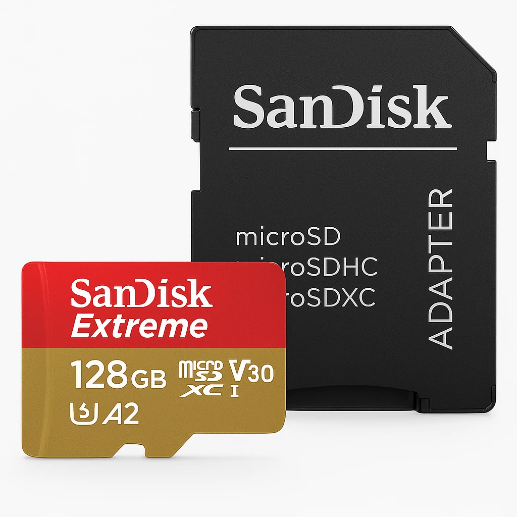 SanDisk Extreme - Tarjeta de memoria flash (adaptador microSDXC a SD Incluido) - 128 GB - A2 / Video Class V30 / UHS-I U3 / Class10 - microSDXC UHS-I