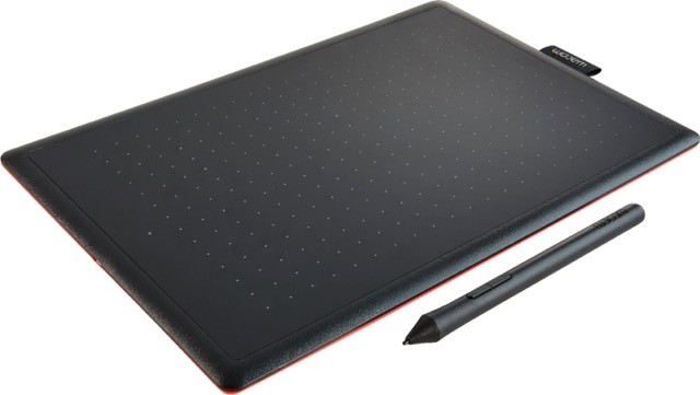 Wacom One by Wacom - Digitalizador - tamaño mediano - diestro y zurdo - 21.6 x 13.5 cm - electromagnético - cableado - USB - negro, rojo