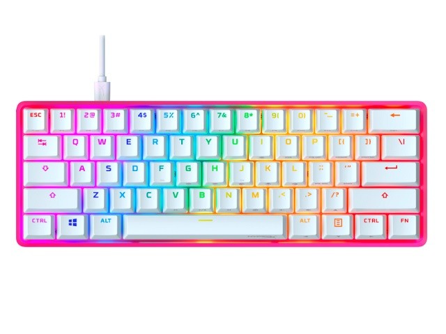 HyperX Alloy Origins 60 - Teclado - con retroiluminación - USB-C - QWERTY - EE. UU. - interruptor: HyperX Red - rosa