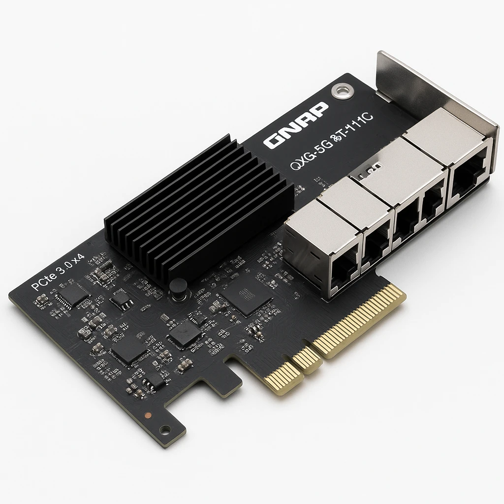 QNAP QXG-5G4T-111C - Adaptador de red - PCIe 3.0 x4 perfil bajo - 5GBase-T x 5 - para QNAP TDS-16489U R2, TS-EC1080, EC880, TVS-2472, 471, 671, 682, 871, 872, 882, EC880