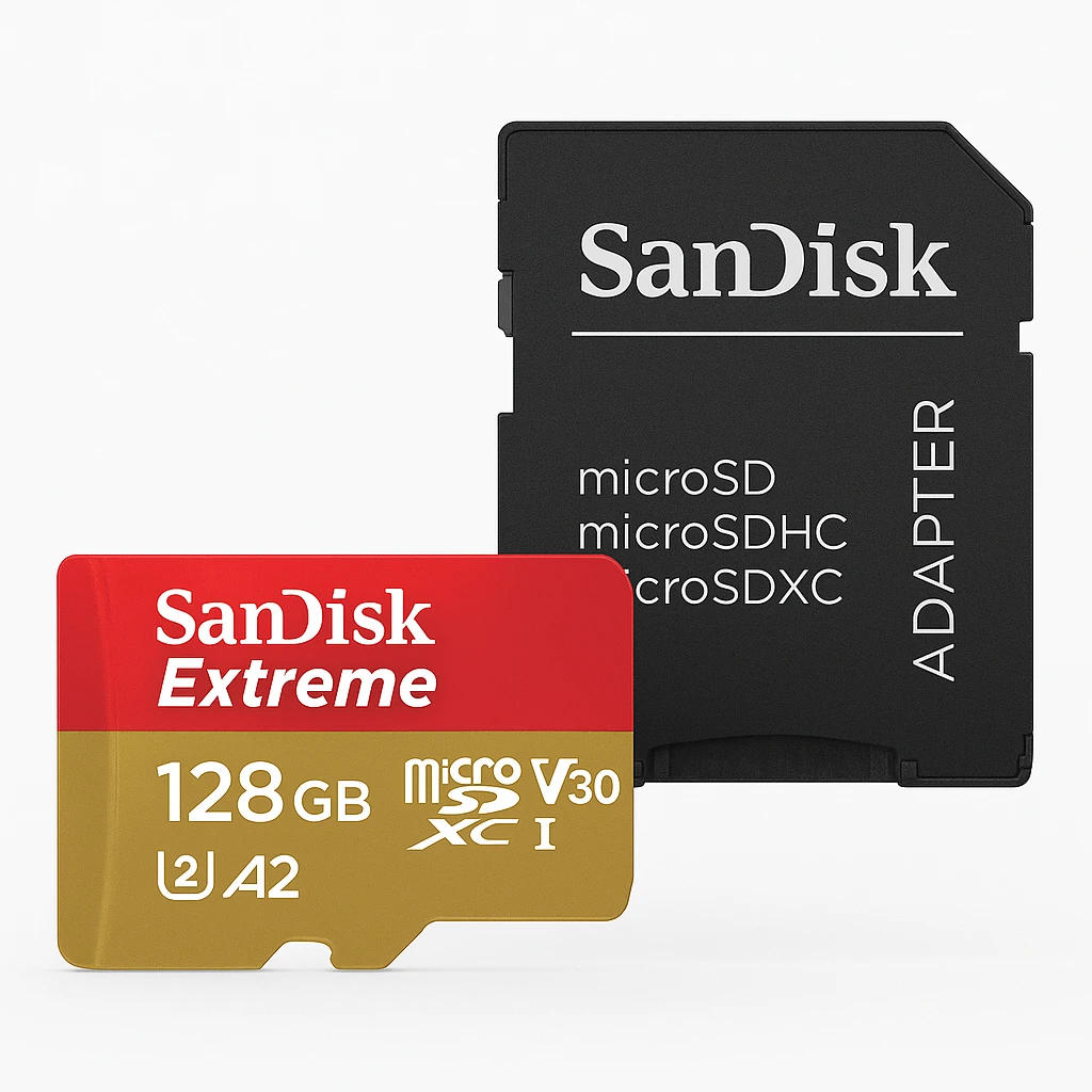 SanDisk Extreme - Tarjeta de memoria flash (adaptador microSDXC a SD Incluido) - 128 GB - A2 / Video Class V30 / UHS-I U3 / Class10 - microSDXC UHS-I