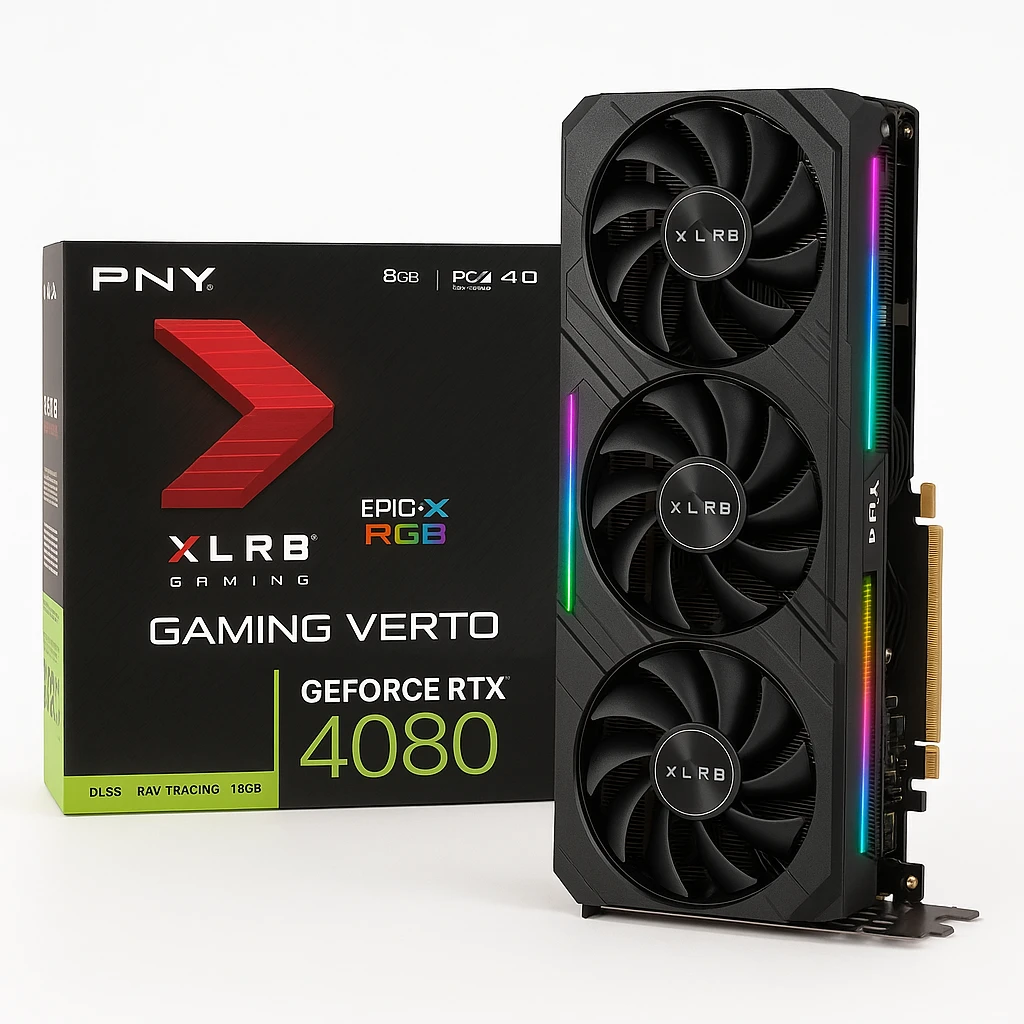 PNY XLR8 GeForce RTX 4080 16GB Gaming VERTO EPIC-X RGB Overclocked Triple Fan - Tarjeta gráfica - GeForce RTX 4080 - 16 GB GDDR6X - PCIe 4.0 x16 - HDMI, 3 x DisplayPort