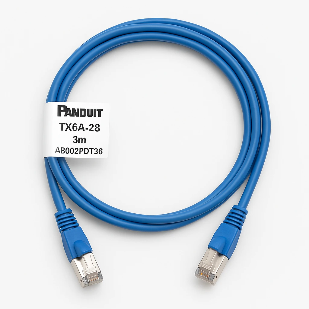 Panduit TX6A-28 Category 6A Performance - Cable de interconexión - RJ-45 (M) a RJ-45 (M) - 3 m - UTP - CAT 6a - IEEE 802.3at - atornillado, sin halógenos, sin enganches, sólido - azul