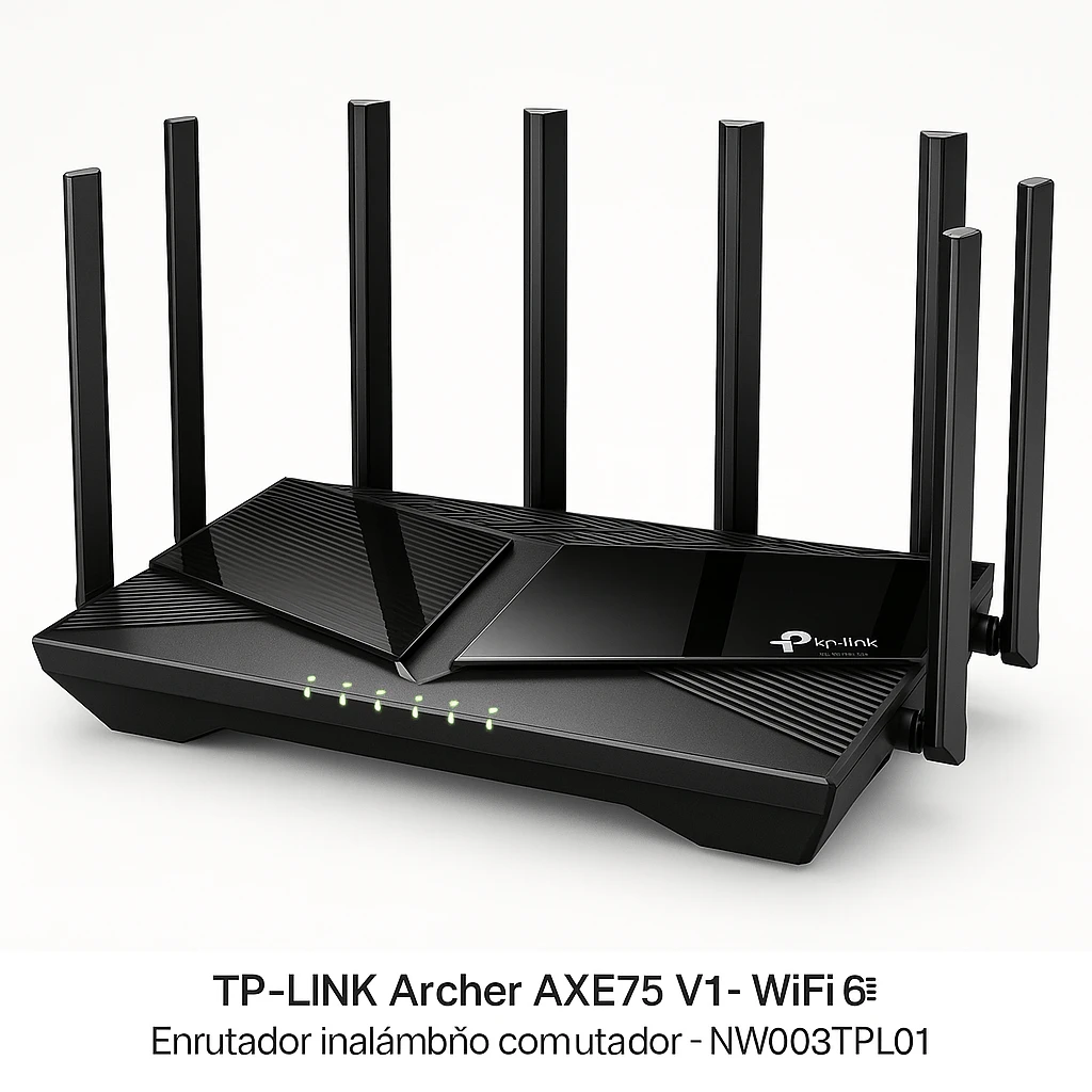 TP-LINK Archer AXE75 V1 - Enrutador inalámbrico conmutador de 4 puertos - 1GbE - Wi-Fi 6E - Multibanda