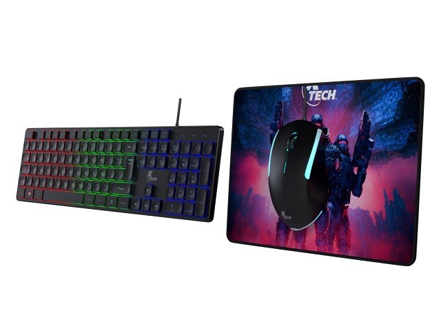 Xtech - Keyboard, mouse and mouse pad - Wired - Spanish - USB - Black - Gaming XTK-535S