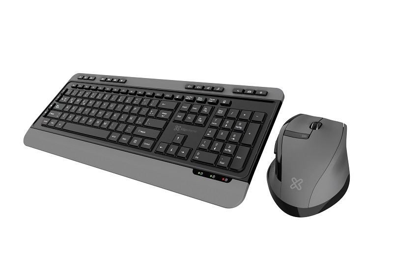 Klip Xtreme - Keyboard and mouse set - Spanish - Wireless - 2.4 GHz - Black and gray