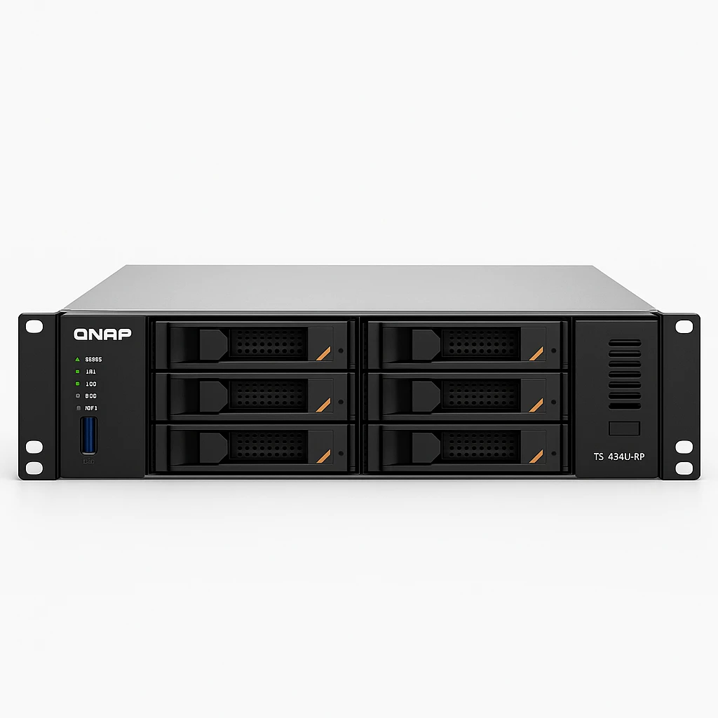 QNAP TS-464U-RP - Servidor NAS - 4 compartimentos - montaje en bastidor - SATA 6Gb/s - RAID 0, 1, 5, 6, 10, JBOD - RAM 8 GB - 2.5 Gigabit Ethernet - iSCSI soporta - 1U