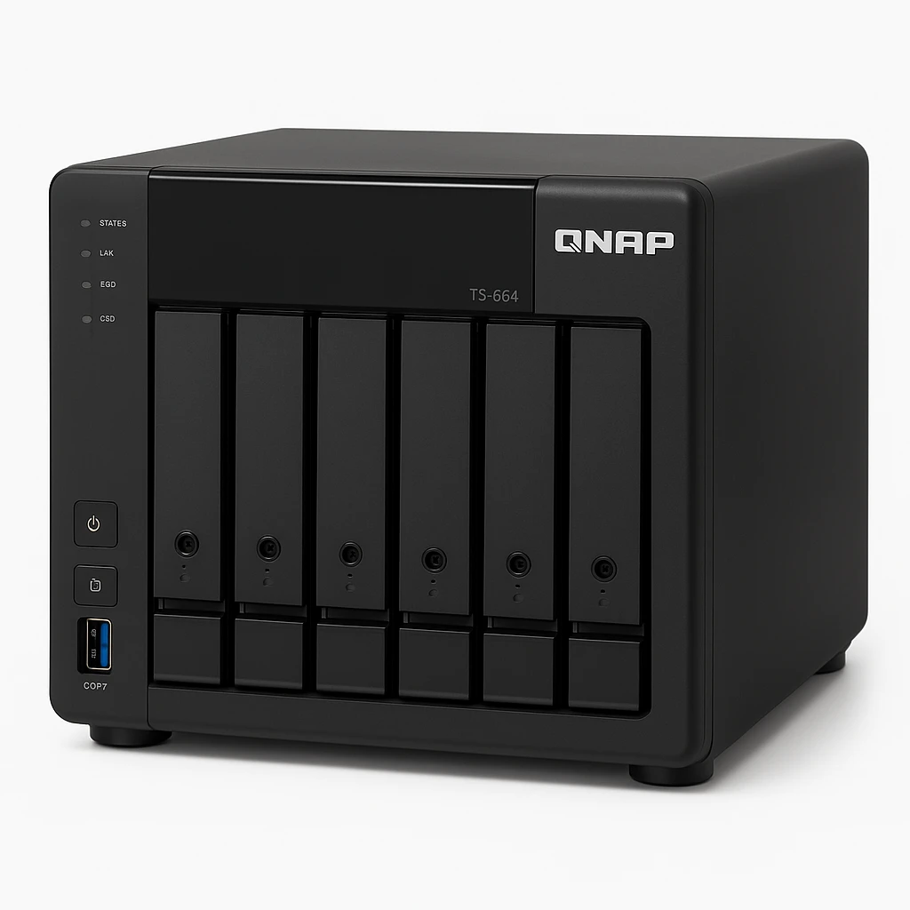 QNAP TS-664 - Servidor NAS - 6 compartimentos - HDD - RAM 8 GB - 2.5 Gigabit Ethernet