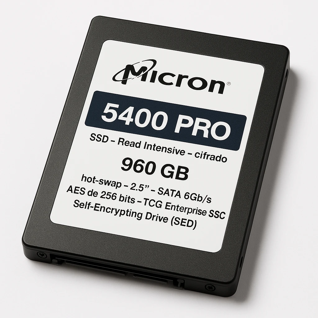 Micron 5400 PRO - SSD - Read Intensive - cifrado - 960 GB - hot-swap - 2.5" - SATA 6Gb/s - AES de 256 bits - TCG Enterprise SSC, Self-Encrypting Drive (SED) - para ThinkSystem SR250 V2 7D7Q (