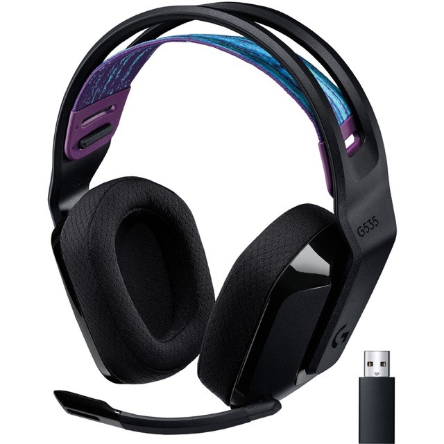 Logitech G535 LIGHTSPEED Wireless Gaming Headset - Lightweight on-ear headphones, flip to mute mic, stereo, compatible with PC, PS4, PS5, USB rechargeable - Black - Auricular - tamaño complet