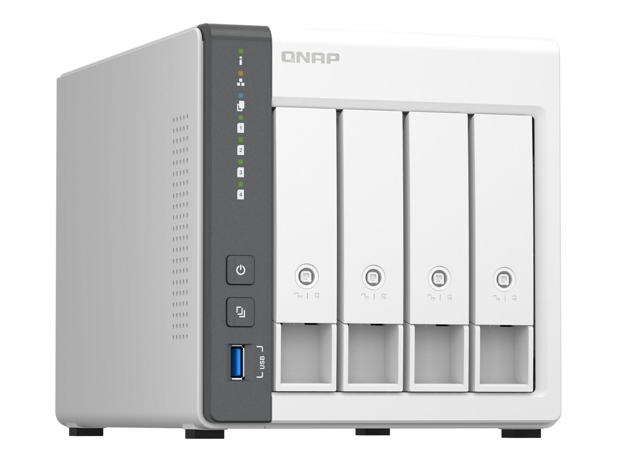 QNAP TS-433 - Servidor NAS - 4 compartimentos - SATA 6Gb/s - RAID 0, 1, 5, 6, 10, JBOD, 50, 60 - RAM 4 GB - Gigabit Ethernet / 2.5 Gigabit Ethernet - iSCSI soporta