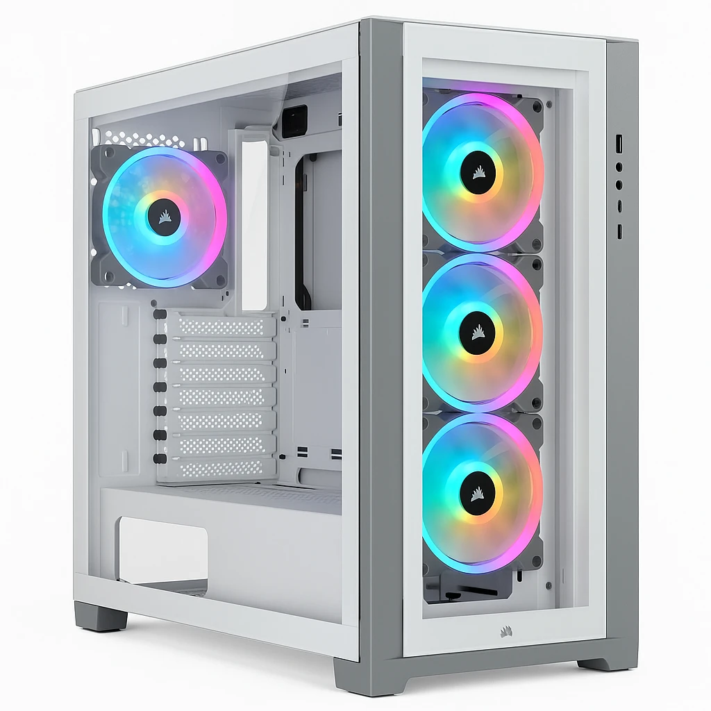 CORSAIR iCUE 5000X RGB QL Edition - Mid tower - panel lateral con ventana (cristal templado) - sin fuente de alimentación (ATX) - blanco real - USB/Audio