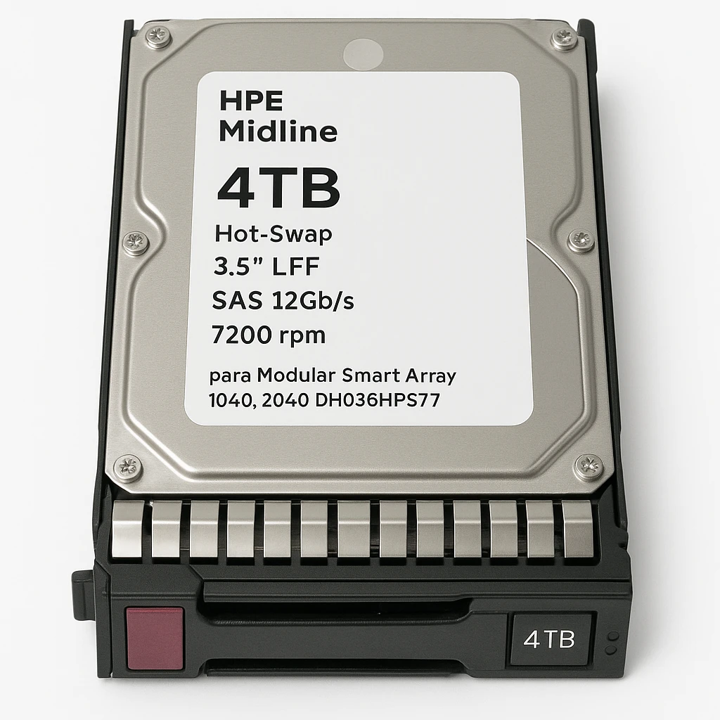 HPE Midline - Disco duro - 4 TB - hot-swap - 3.5" LFF - SAS 12Gb/s - 7200 rpm - para Modular Smart Array 1040, 2040