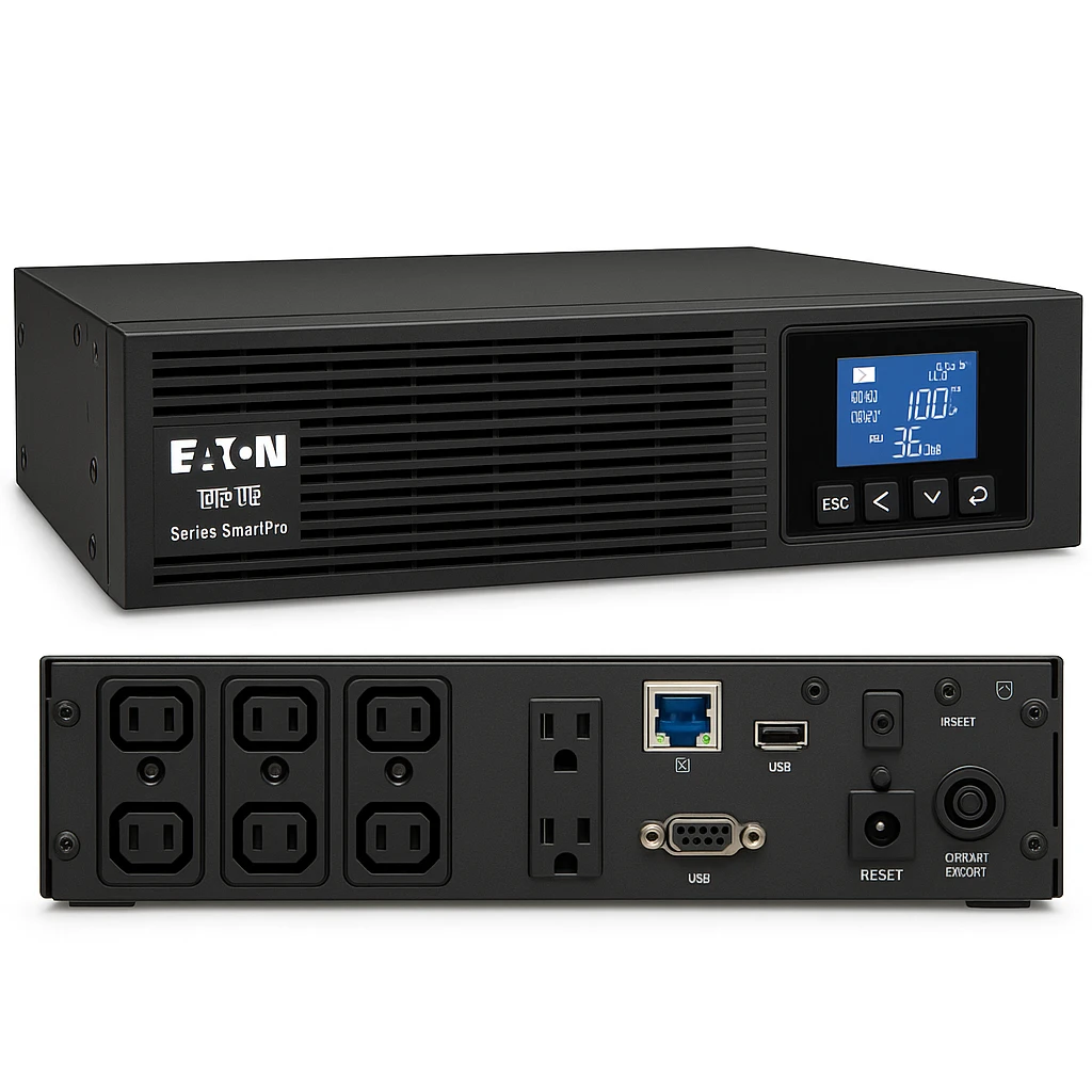 Eaton Tripp Lite Series SmartPro 120V 1kVA 800W Line-Interactive Sine Wave UPS, 2U Rack/Tower, Network Card Options, LCD, USB, DB9, 6 Outlets - UPS (montaje en rack / externo) - pantalla LCD 