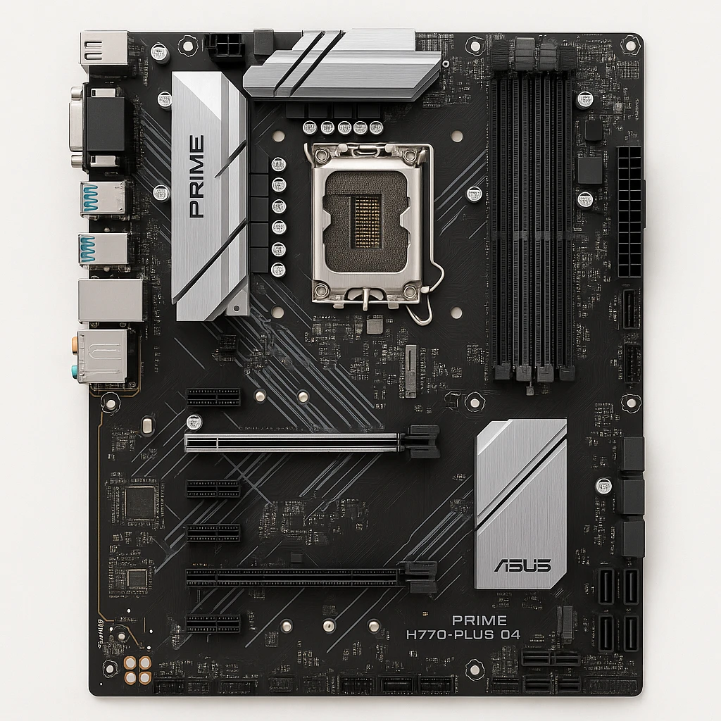 ASUS PRIME H770-PLUS D4 - Placa base - ATX - Socket LGA1700 - H770 Chipset - USB 3.2 Gen 1, USB 3.2 Gen 2, USB-C 3.2 Gen2 - 2.5 Gigabit LAN - Tarjeta gráfica (CPU necesaria) - HD Audio (8-can