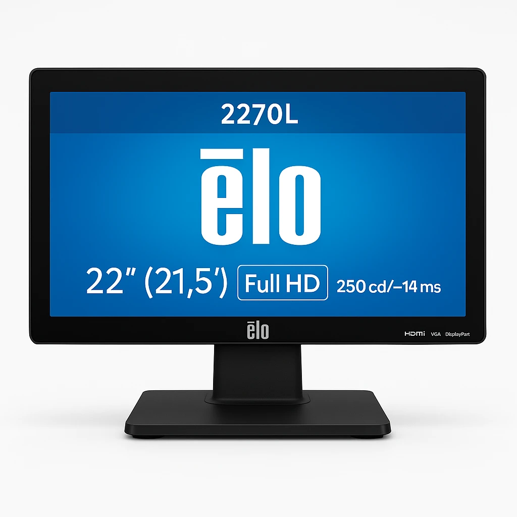 Elo 2270L - Monitor LCD - 22" (21.5" visible) - pantalla táctil - 1920 x 1080 Full HD (1080p) @ 60 Hz - 250 cd/m² - 1000:1 - 14 ms - HDMI, VGA, DisplayPort - altavoces - negro