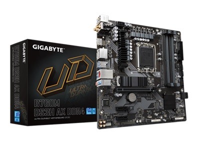 Gigabyte - B760M DS3H AX DDR4 - Motherboard - Micro ATX - LGA1700 Socket - Intel B760 - para Core i3 / para Core i5 / para Core i7 / para Celeron / para Pentium Gold - Intel HD Graphics - Non