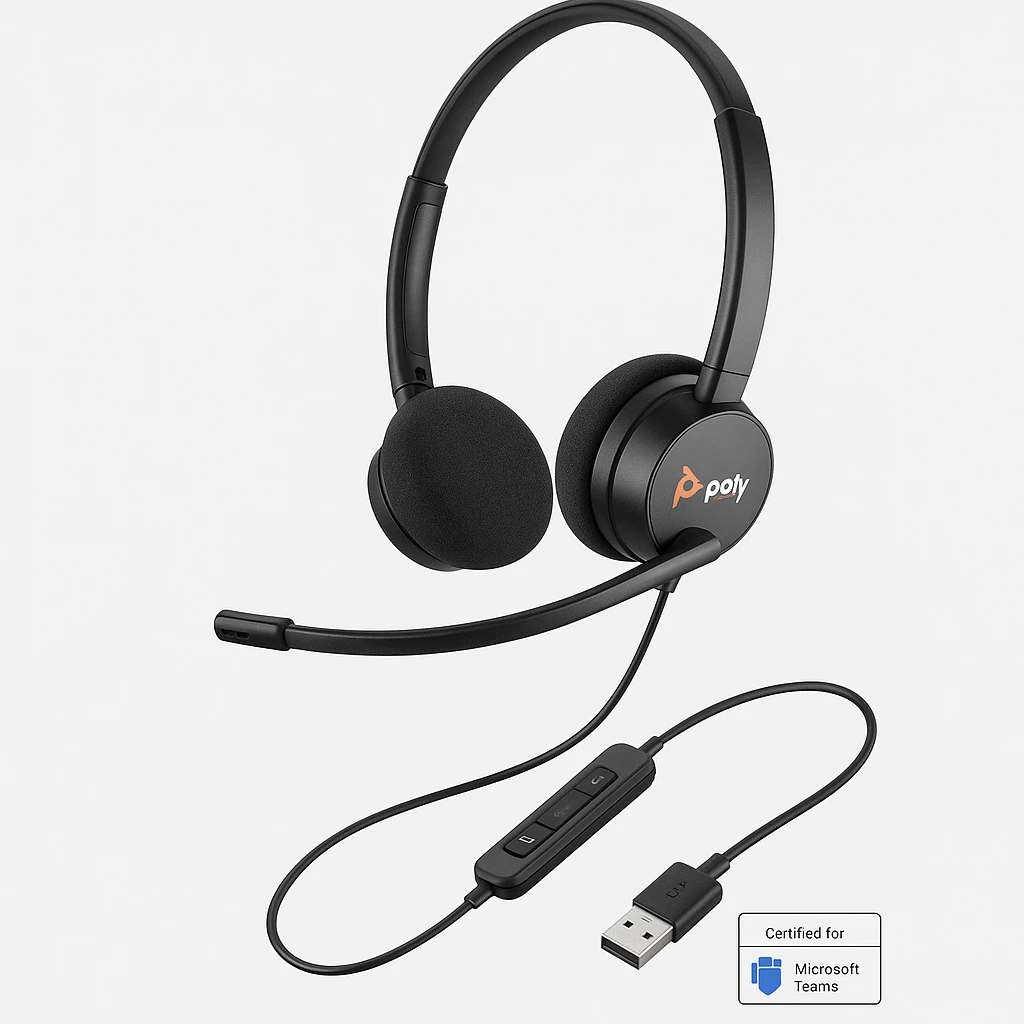 Poly Blackwire 3320-M - Blackwire 3300 series - auricular - en oreja - cableado - USB-A - negro - Certificado para Equipos de Microsoft