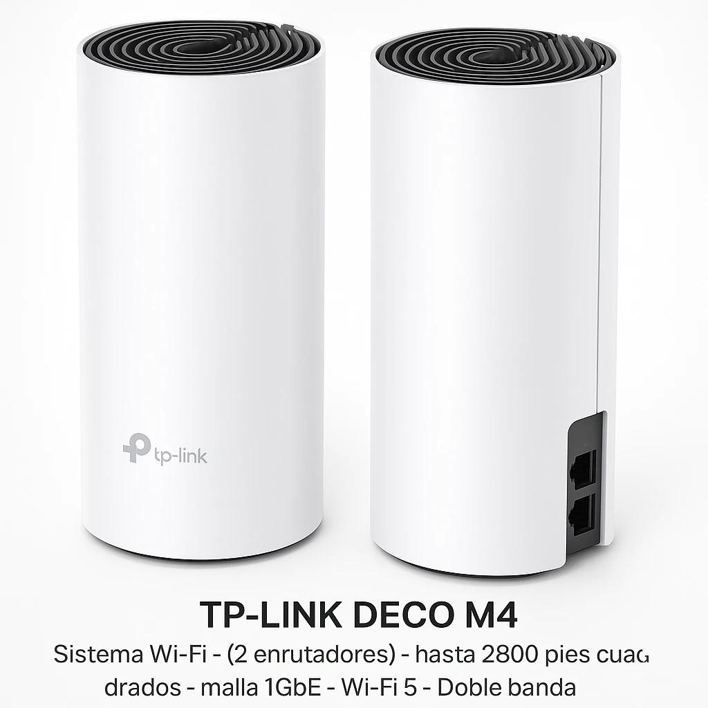 TP-LINK DECO M4 - Sistema Wi-Fi - (2 enrutadores) - hasta 2800 pies cuadrados - malla 1GbE - Wi-Fi 5 - Doble banda