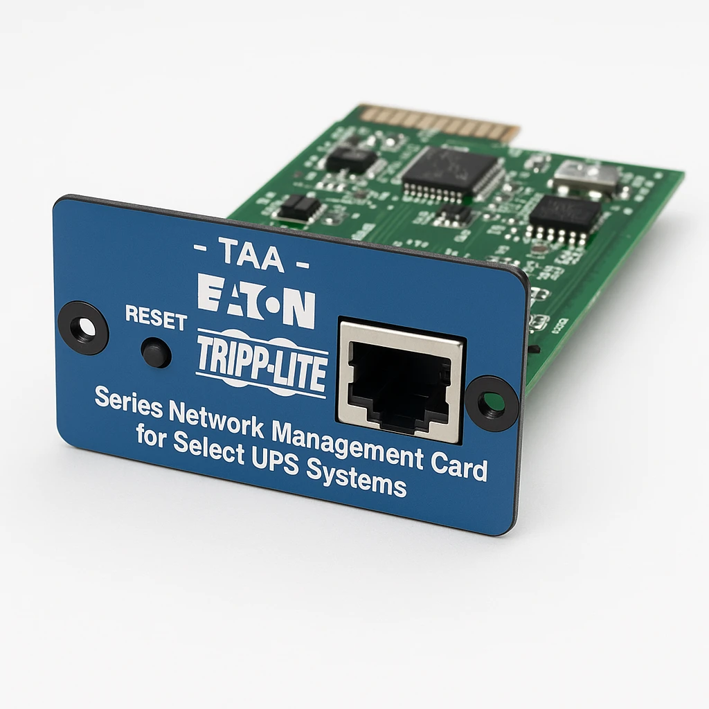 Eaton Tripp Lite Series Network Management Card for Select UPS Systems, TAA - Adaptador de administración remota - 10/100 Ethernet - Conforme a la TAA - para P/N: SMART1000RM2ULN, SRCOOL12KE,