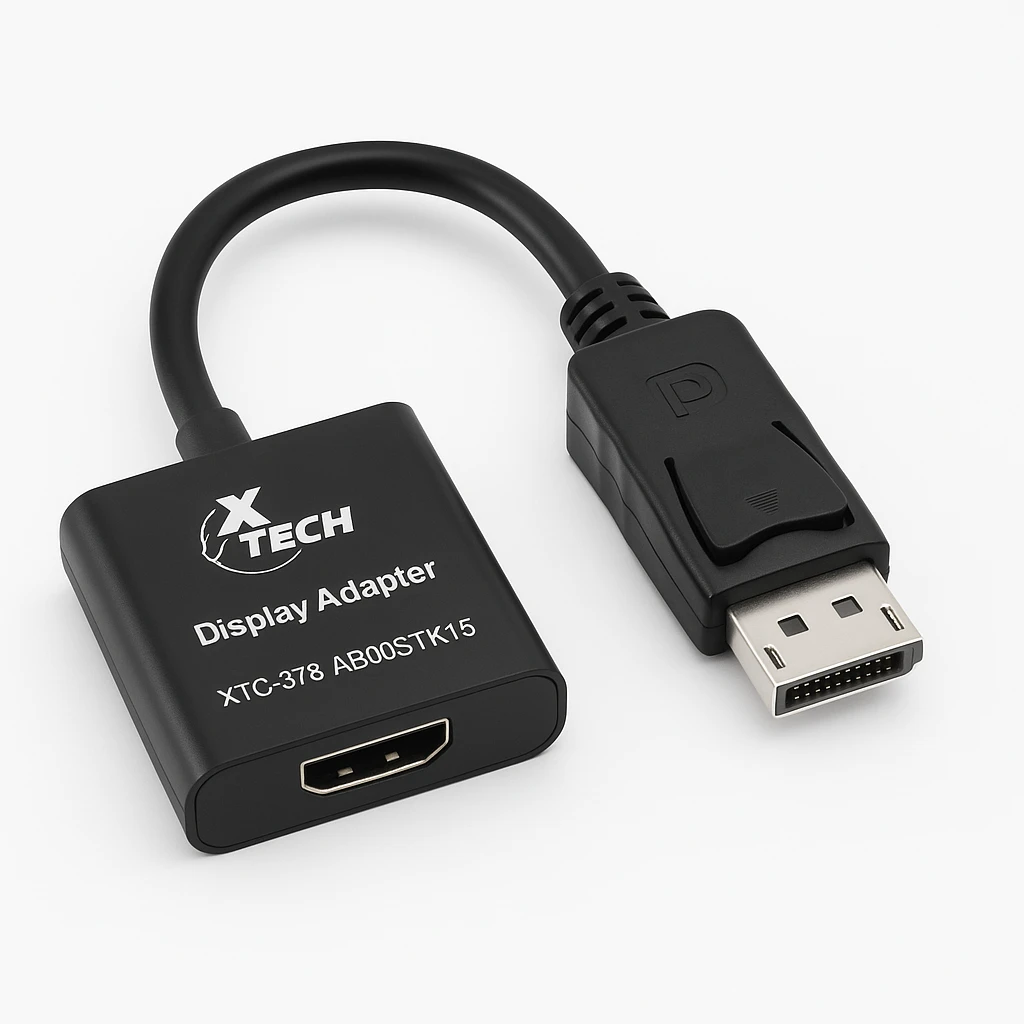 Xtech - Display adapter - 20 pin DisplayPort - 19 pin HDMI Type A - Black - Dis Pt (m) to HDMI (f) XTC-378