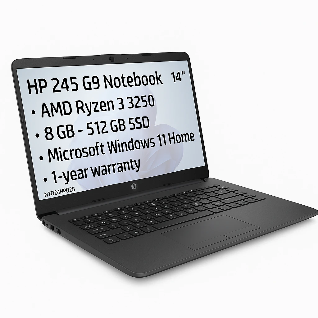 HP 245 G9 Notebook - 14" - AMD Ryzen 3 3250 - 8 GB - 512 GB SSD - Microsoft Windows 11 Home - 1-year warranty