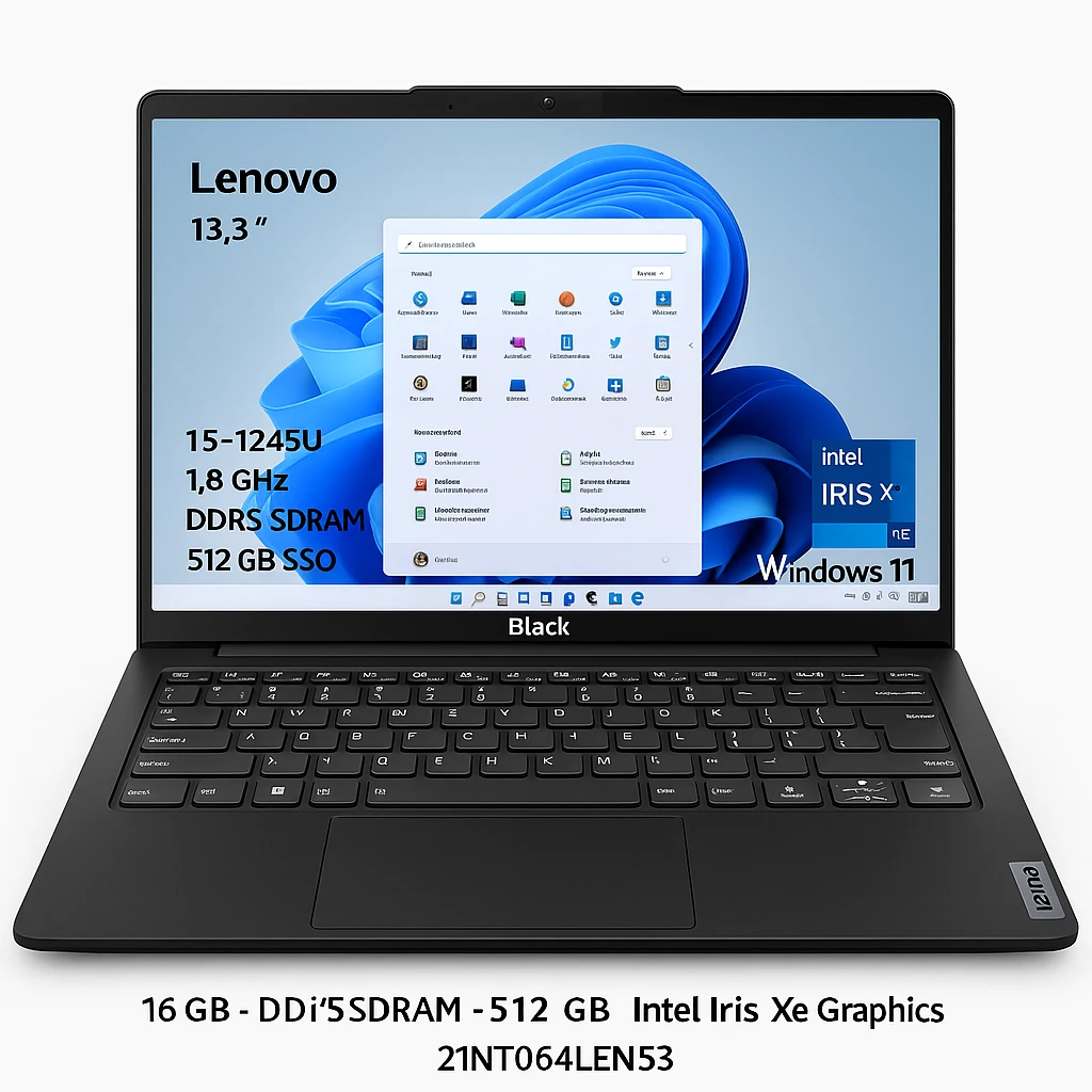 Lenovo - Notebook - 13.3" - 1920 x 1200 - Intel Core i5 I5-1245U / 1.6 GHz - 16 GB - DDR5 SDRAM - 512 GB SSD - Intel Iris Xe Graphics - Windows 11 Pro - Black - Spanish - 3-year warranty - 21