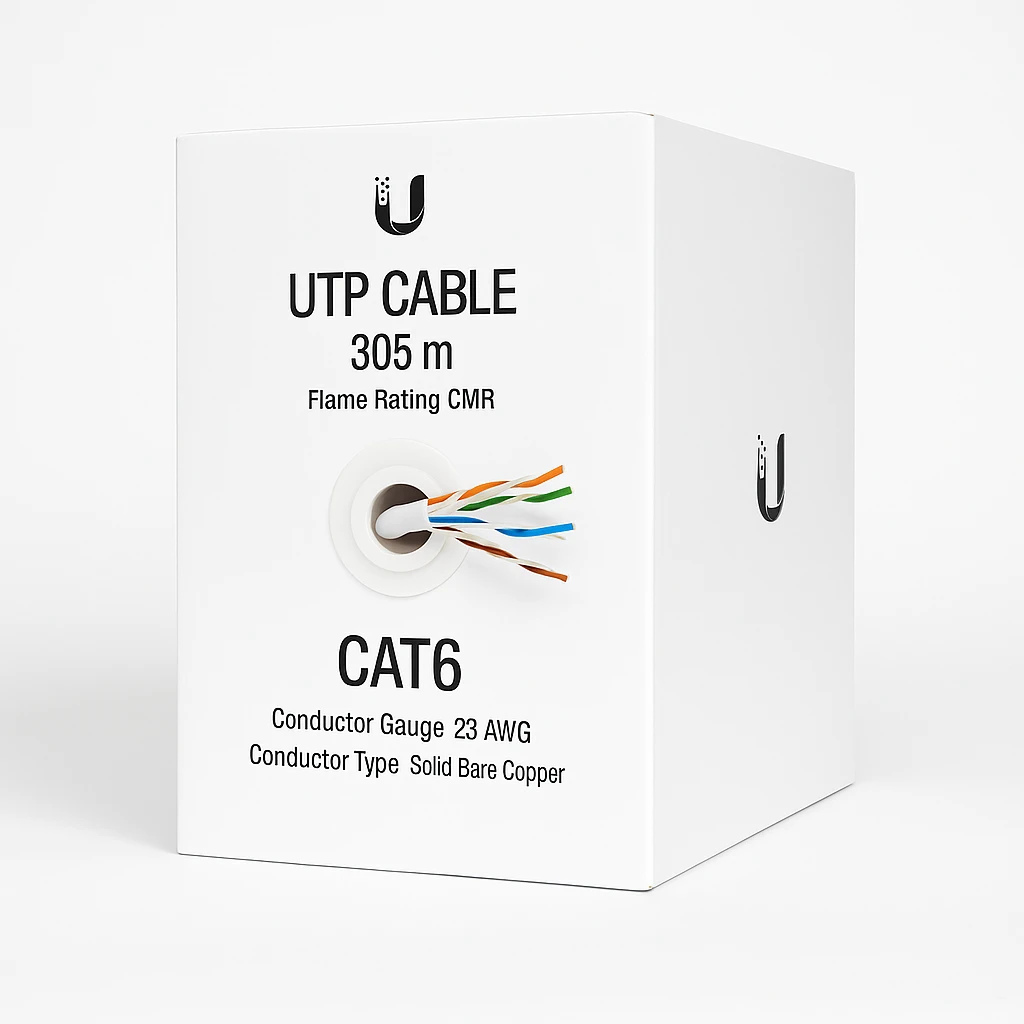 Ubiquiti - Par trenzado sin blindar (UTP) - 305 m - Blanco - Clasificación de llama: CMR - Calibre del cable conductor: 23 AWG - Tipo de conductor: Cobre desnudo sólido - Material de la chaqu