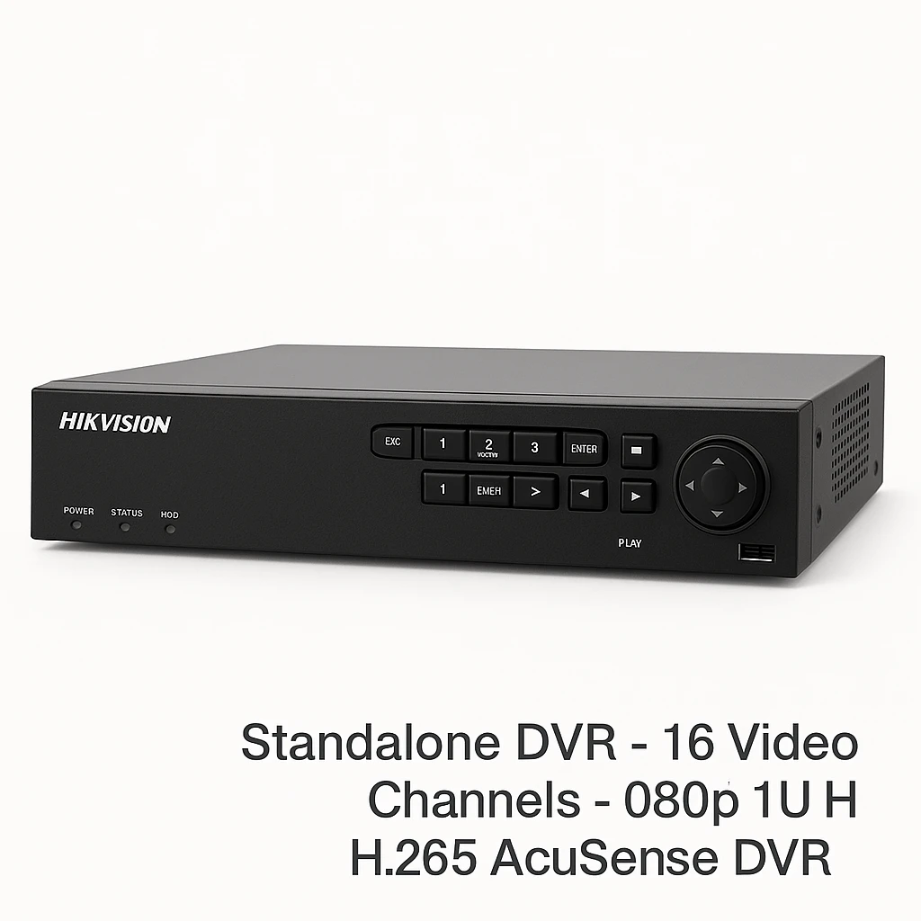 Hikvision - Standalone DVR - 16 Video Channels - 080p 1U H.265 AcuSense DVR