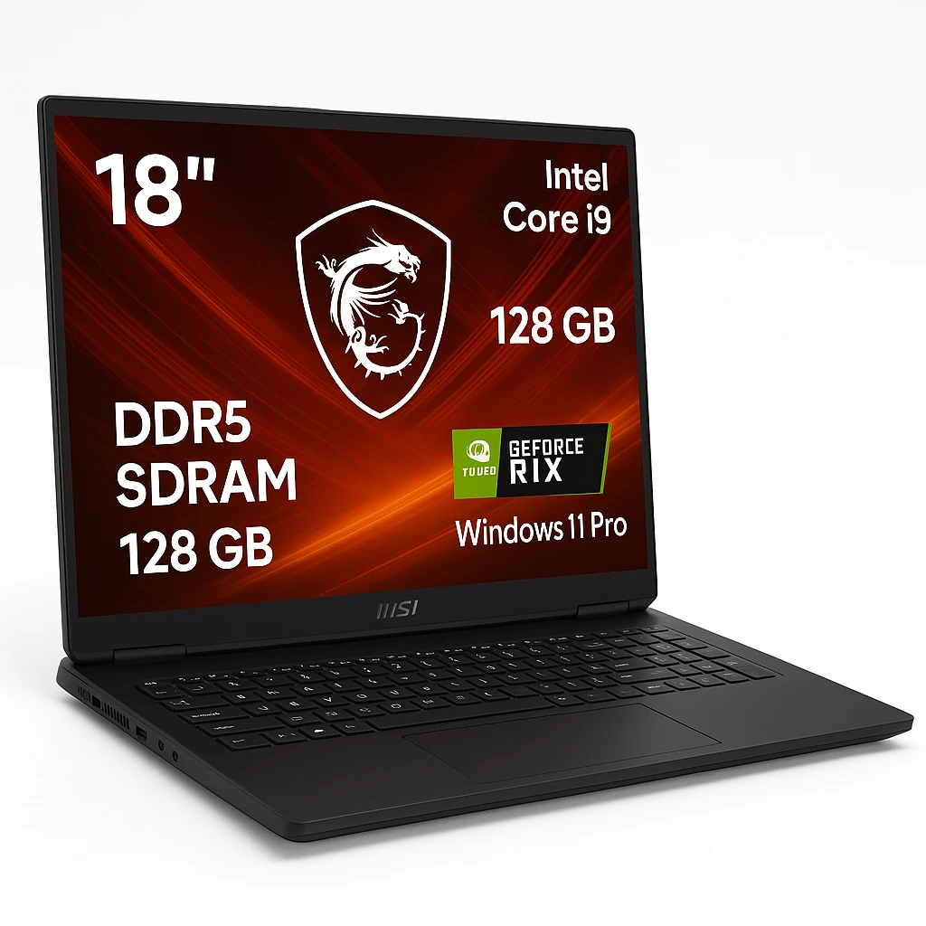 MSI - Notebook - 18" - Intel Core i9 I9-14900 - DDR5 SDRAM - 128 GB - NVIDIA GeForce RTX 4090 - Windows 11 Pro