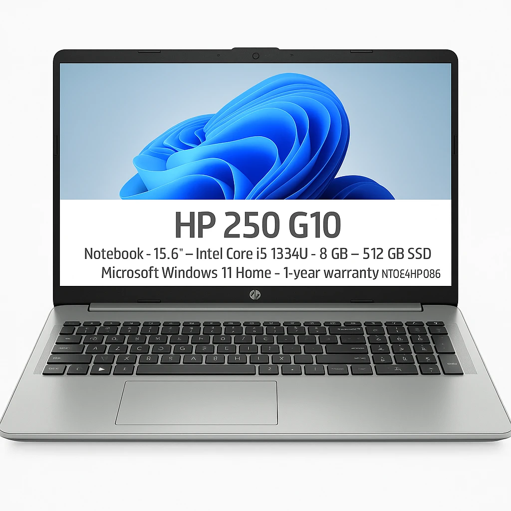 HP 250 G10 - Notebook - 15.6" - Intel Core i5 1334U - 8 GB - 512 GB SSD - Microsoft Windows 11 Home - 1-year warranty