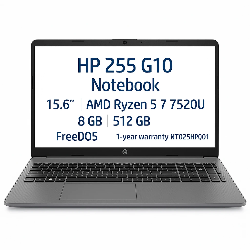 HP 255 G10 - Notebook - 15.6" - AMD Ryzen 5 7520U - 8 GB - 512 GB - FreeDOS - 1-year warranty