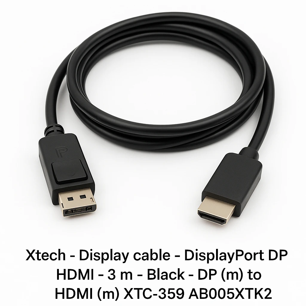 Xtech - Display cable - DisplayPort DP - HDMI - 3 m - Black - DP (m) to HDMI (m) XTC-359