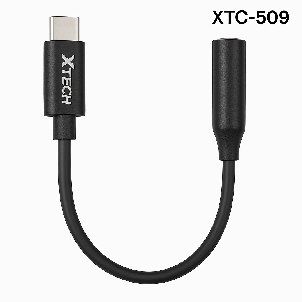 Xtech - Headphone Jack Adapter - 24 pin USB-C - 3.5mm TRRS - 10 cm - Black - USB-C (M) to 3.5 mm(f) XTC-509