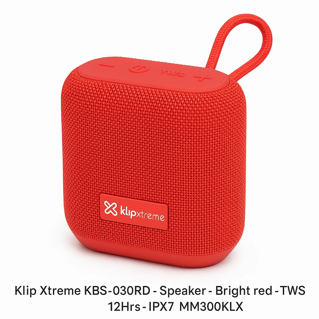 Klip Xtreme KBS-030RD - Speaker - Bright red - TWS - 12Hrs -IPX7