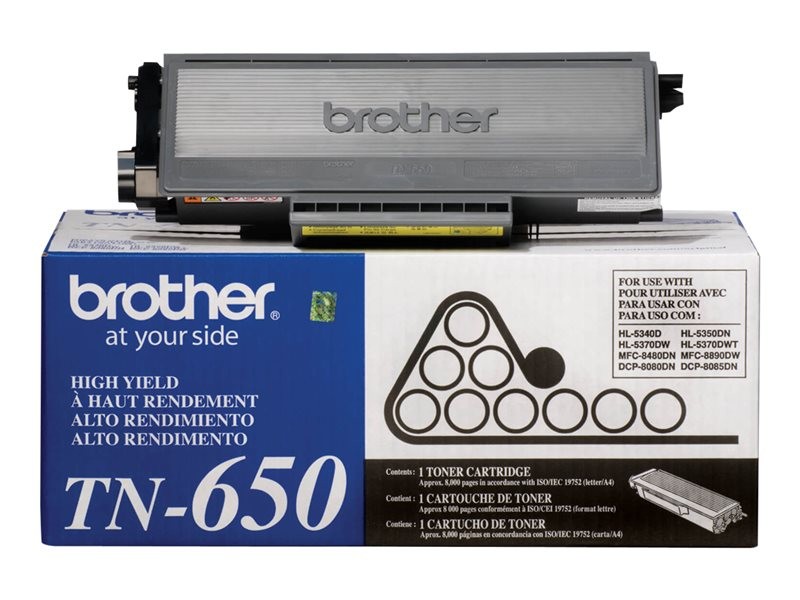 Brother TN650 - Alto rendimiento - negro - original - cartucho de tóner - para Brother DCP-8080, DCP-8085, HL-5340, HL-5350, HL-5370, MFC-8480, MFC-8680, MFC-8890