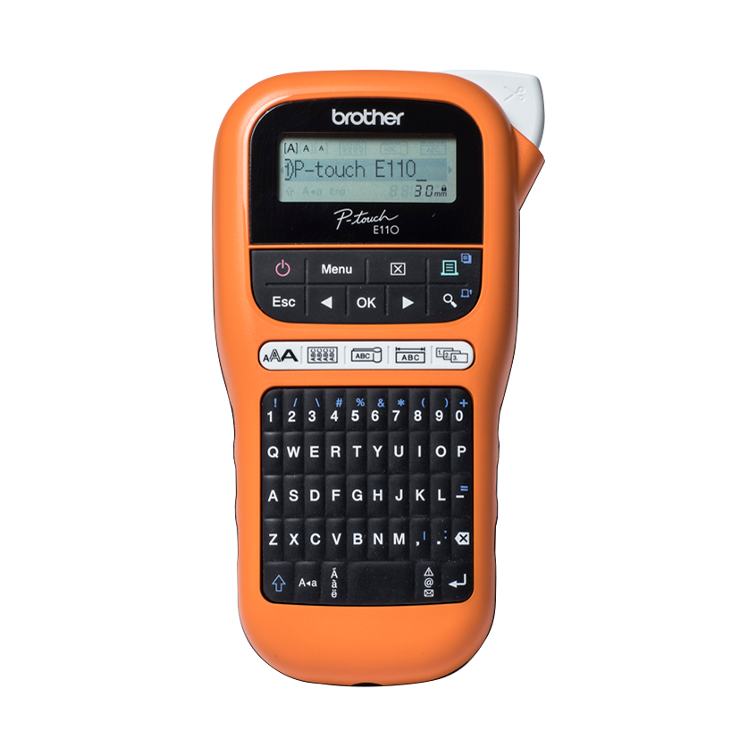 Brother P-Touch PT-E110VP - Etiquetadora - B/N - transferencia térmica - rollo (1,2 cm) - 180 ppp - hasta 20 mm/segundo - cortador - impresión de 2 líneas