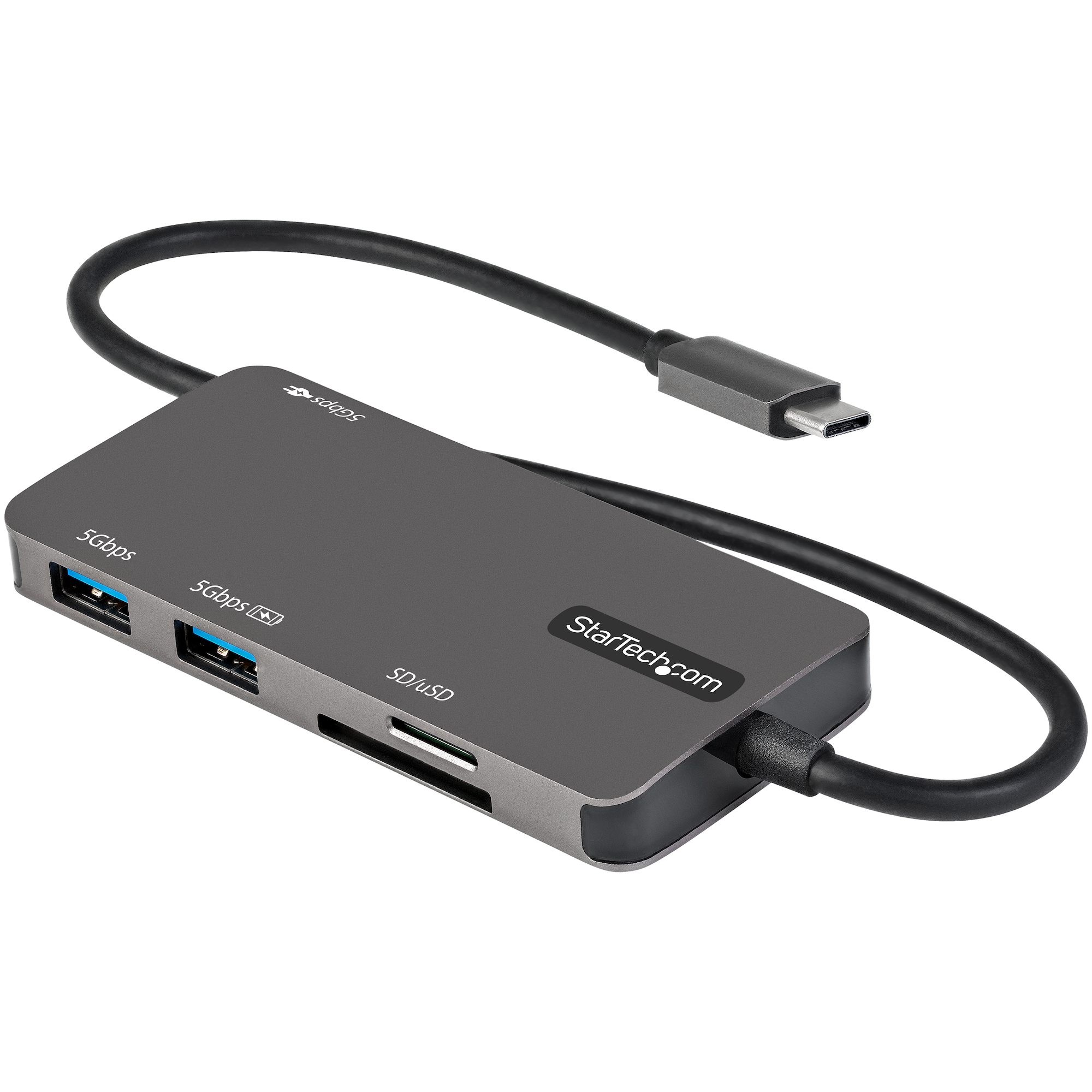 StarTech.com Adaptador Multipuertos USB C - USB C a HDMI de 4K - 100W de Entrega de Alimentación PD - SD - MicroSD - Hub Ladrón USB 3.0 de 3 Puertos - Dock USB Tipo C - con Cable de 30cm (DKT